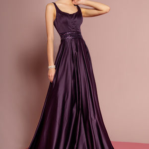 Scoop-Neck Satin A-Line Dress GL2531